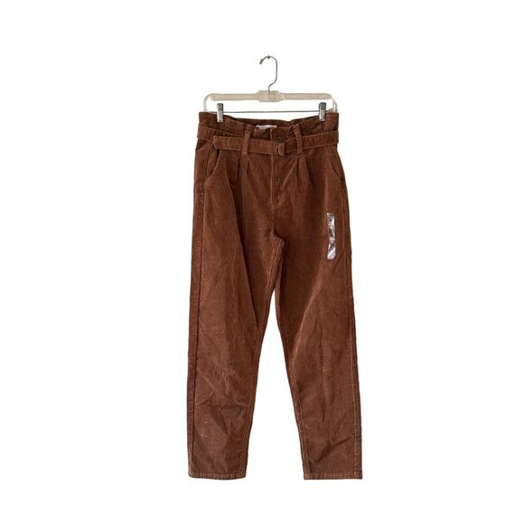 So Couduroy Orange Rust Pants High Rise Mom Jeans Belted at Waist - Size 9/29W - Picture 1 of 11